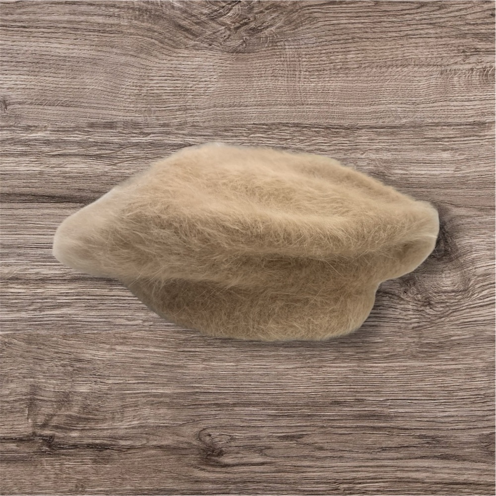 Kangol Tan Beret Hat Made of Angora Rabbit Hair and Wool